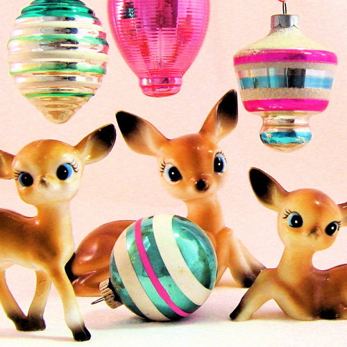 Vintage Deer & Ornaments