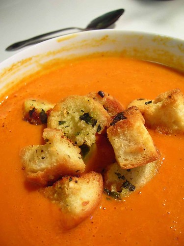 Croutons on soup