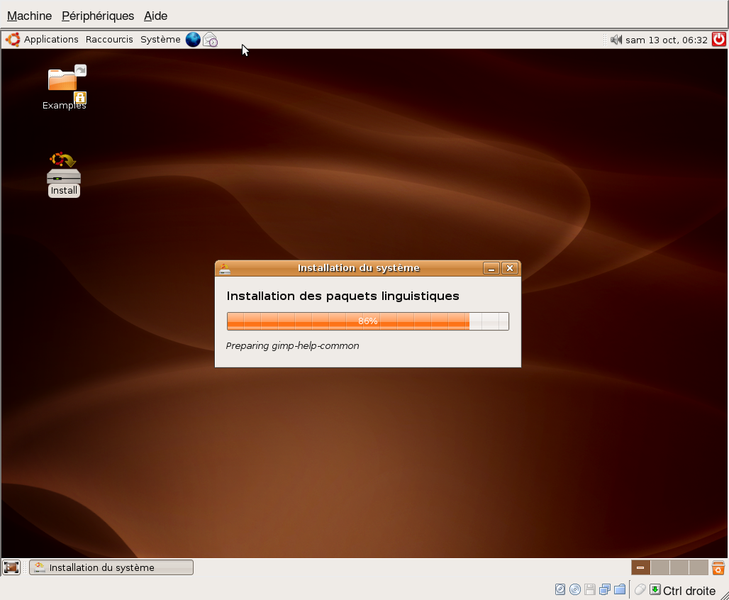 installation graphique d'une ubuntu 6.06 LTS