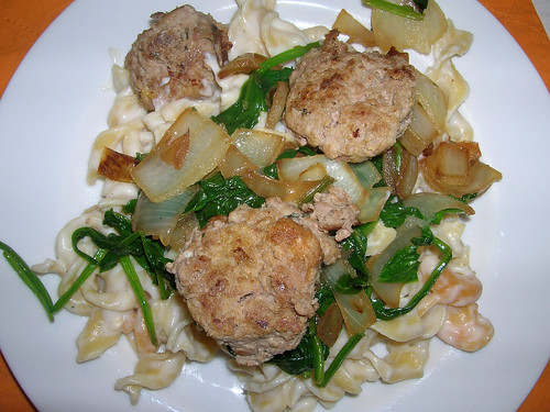 Spinach Alfredo with Meatballs