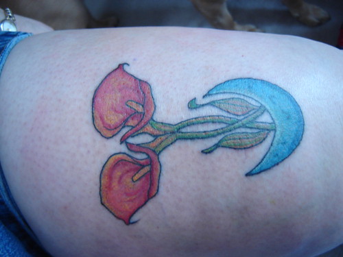 cala lily tattoo. Calla Lilies and Crescent Moon
