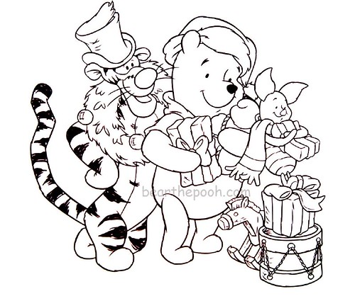 coloring pages disney christmas. Pooh amp; Friends Christmas