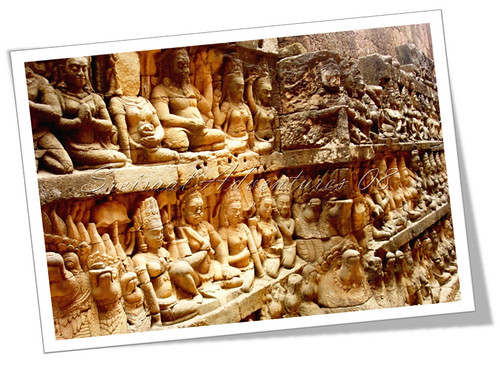 wall of apsaras and warriors