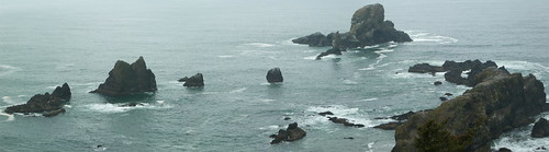 ecola state park, sea lion rocks panorama