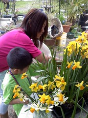Alex and Pao with daffodils