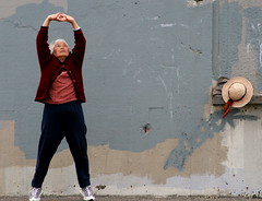 Anti aging systems and old woman exercising