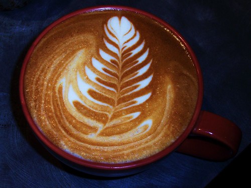 latte art rosetta by caffe d'bolla.