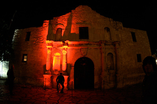 the Alamo covered in experimental LED Light for possible installation by Bill Fitzgibbons