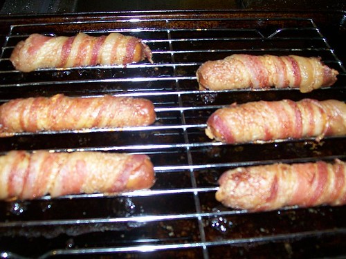 Bacon wrapped cheese dogs - after