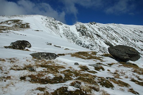 Meall Mhor, right, and its narrow ridge