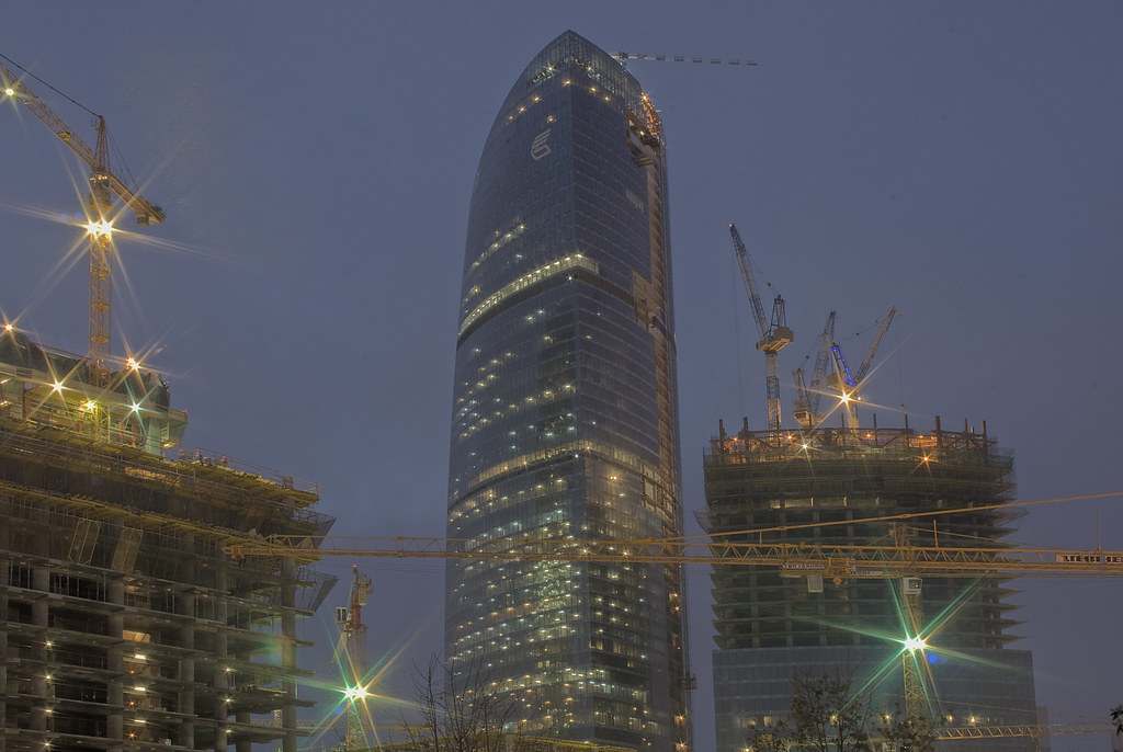 : Moscow-City construction site. Federation tower.