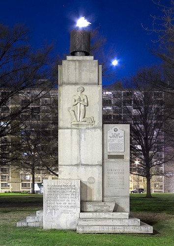 American Legion Monument at night, in downtown Saint Louis, Missouri, USA