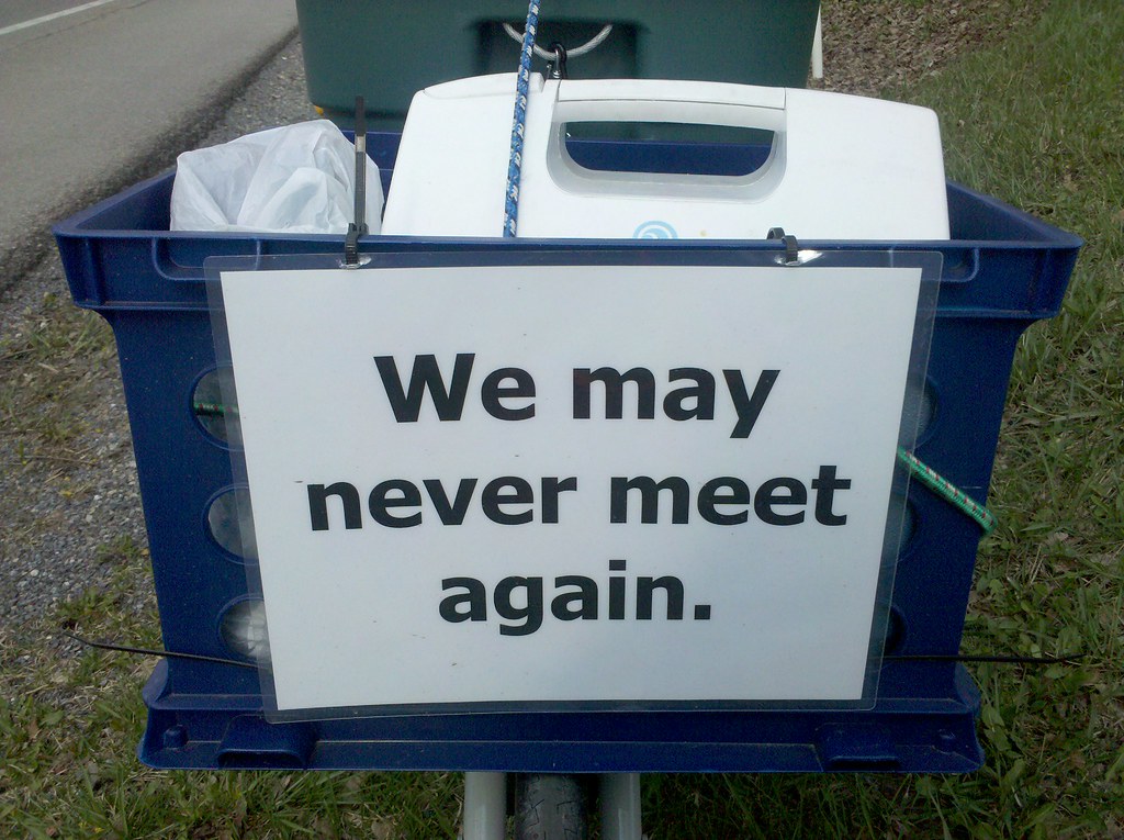 The sign on the front of my cart