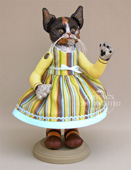 Fiona the Calico Kitten, Original One-of-a-kind Folk Art Doll by Elizabeth Ruffing
