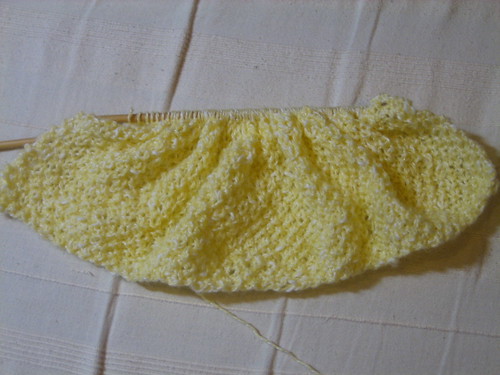 Yellow Moss Stitch Blanket In Progress