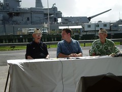 Paul Goodyear, Dick Pryor and George Brown in December 2007 remembering the Pearl Harbor attack, at Pearl Harbor