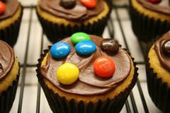 Chocolate Chip cupcakes w/ M&M's