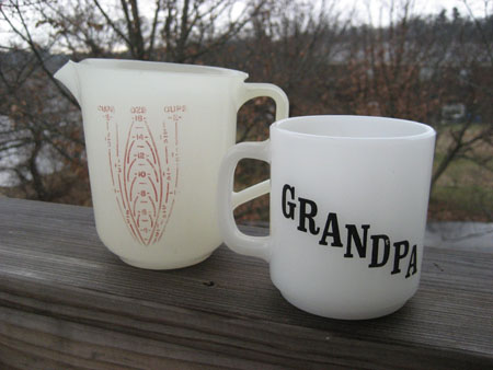 Glasbake Grandpa Mug & Tupperware Measuring Cup