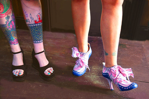 tattoos on legs for women. Feet shoes legs tattoos.