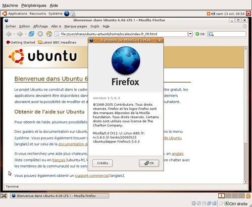 firefox 1.5.0.3 sous Ubuntu 6.06.1 LTS