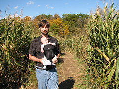 Dad and Connor in the Corn Maze