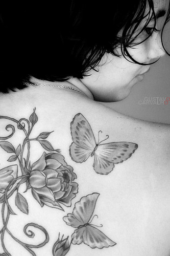 butterflies and flowers tattoo