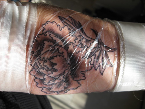 peony flower tattoo arm