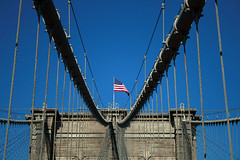 Flag on Brooklyn Bridge