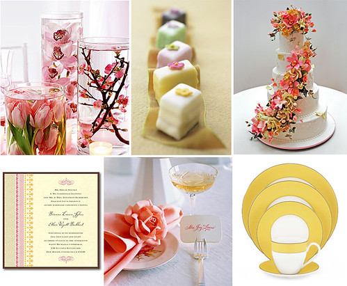 Since it's spring give the bride a spring shower with yellow and pink 