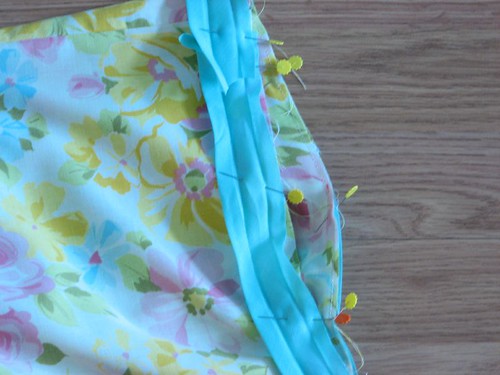 double bias tape pinned to top edge