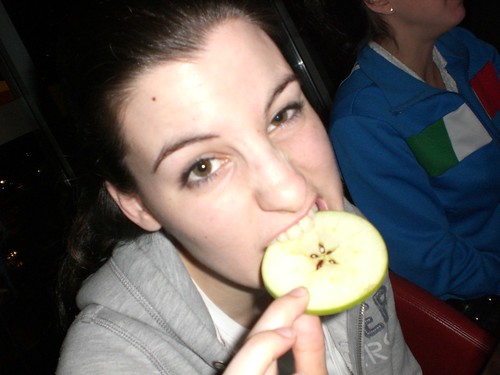 Eating my apple slice