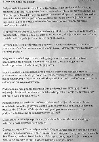 Peticija zoper profesorja Igorja Lukšiča