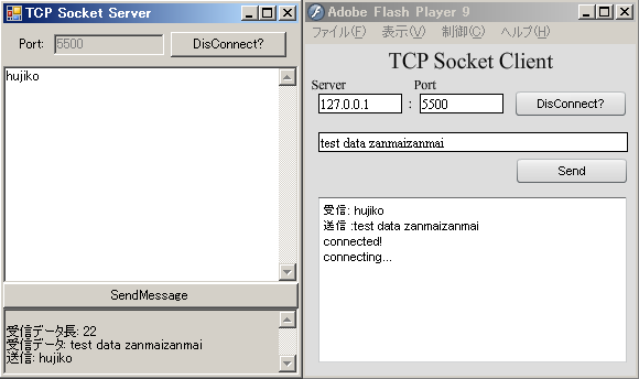 Socket Clinet(Flash) & Server(C#)