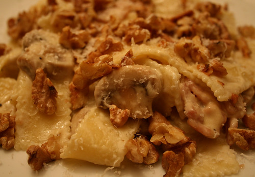 Mushroom parmesan and walnut pasta