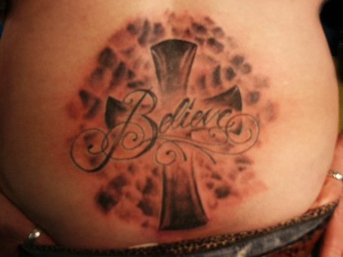 Example of Christian Cross Tattoos combined with images of Jesus Christ
