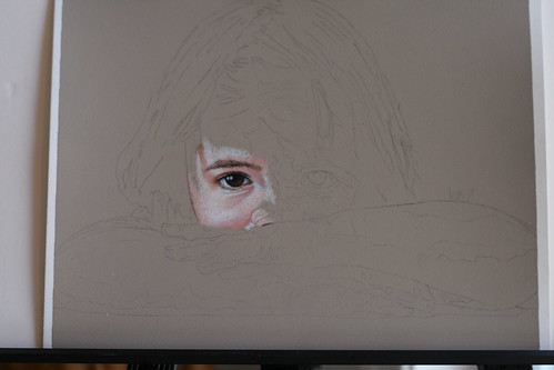 In progress photo of an as yet untitled Portrait of my daughter.