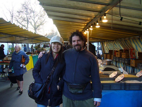 Shirley with a Frenchman at the flea market
