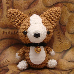 Amigurumi Corgi puppy dog with collar and heart charm