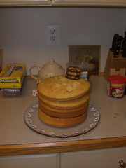 Dalek cake - Beginning cake stack