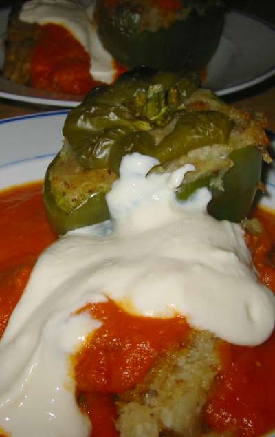 stuffed pepper with sauces