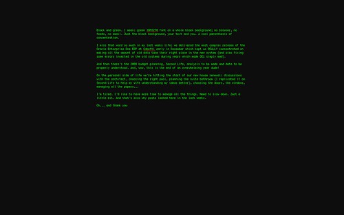 I mean green IBM3270 font on a full screen whole black background 