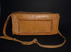Vintage stitched leather shoulder bag
