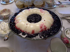Cream Dessert with Blueberry Sauce
