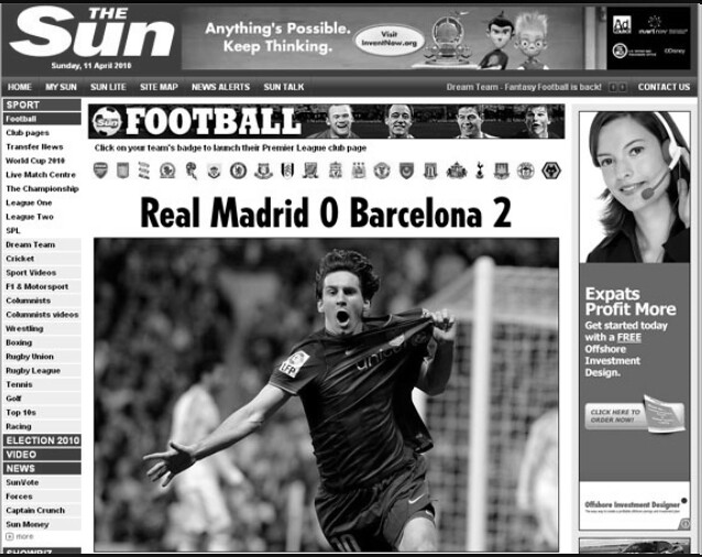 The Sun online 11042010 - EL CLASICO IN MEDIA by MUMINUX