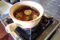 Red Bridge Cooking School- asian eggplant in clay pot