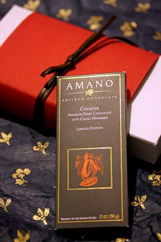 Amano Bar with a box of Mary's Chocs