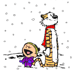 Calvin and Hobbes in the snow -- animated