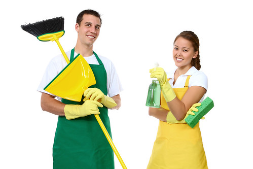 man and woman cleaners