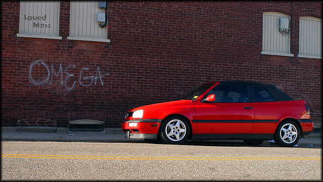 red car vw volkswagen cabrio lowered modded vr6