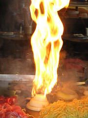 Fire volcano at Fujis Grill and Sushi